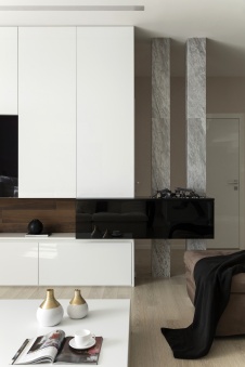 Фото интерьера гостиной пентхауса в стиле минимализм