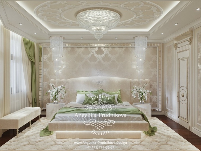 Дизайн-проект интерьера спальни в ЖК Донской Олимп в классическом стиле