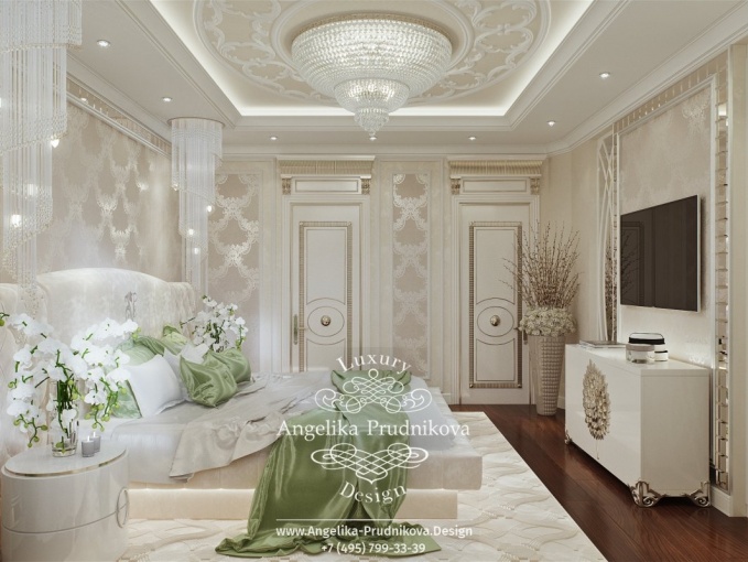 Дизайн-проект интерьера спальни в ЖК Донской Олимп в классическом стиле