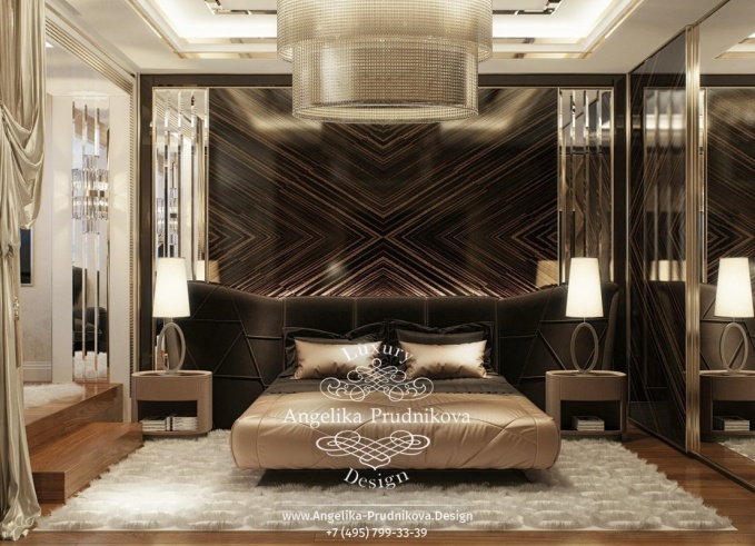 Дизайн-проект интерьера мужской спальни в ЖК Дубровка в стиле модерн	