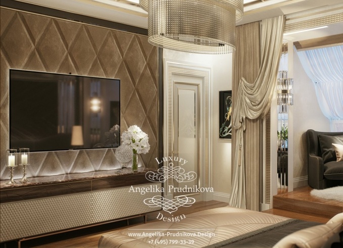 Дизайн-проект интерьера мужской спальни в ЖК Дубровка в стиле модерн