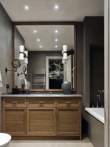 Фото интерьера ванной комнаты квартиры в стиле фьюжн