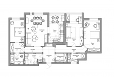 Планировка квартиры с темя спальнями.