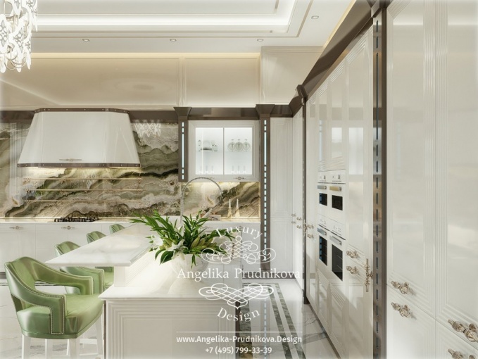 Дизайн-проект интерьера кухни в стиле ар-деко в КП Монаково