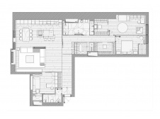 Планировка 4-х комнатной квартиры с панорамными окнами.