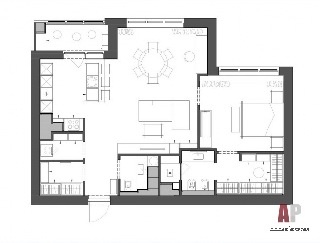 Планировка 2-х комнатной квартиры для студента.