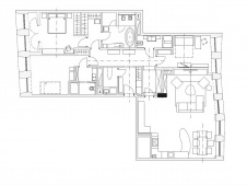 Планировка семейной квартиры с тремя спальнями и общей гостиной, столовой и кухней в ЖК «Садовые кварталы».