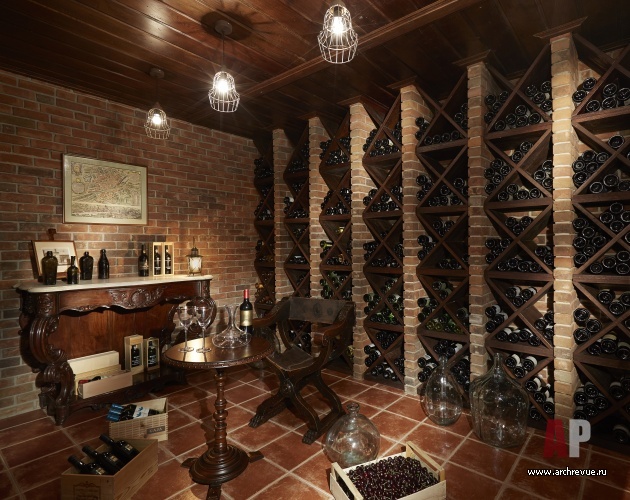 Фото интерьера винотеки дома в классическом стиле