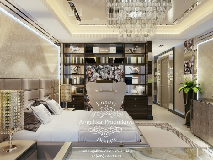 Дизайн-проект интерьера спальни с стиле ар-деко в ЖК «Москва Сити»