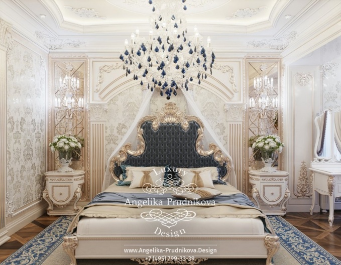 Дизайн-проект интерьера спальни в стиле барокко в ЖК 