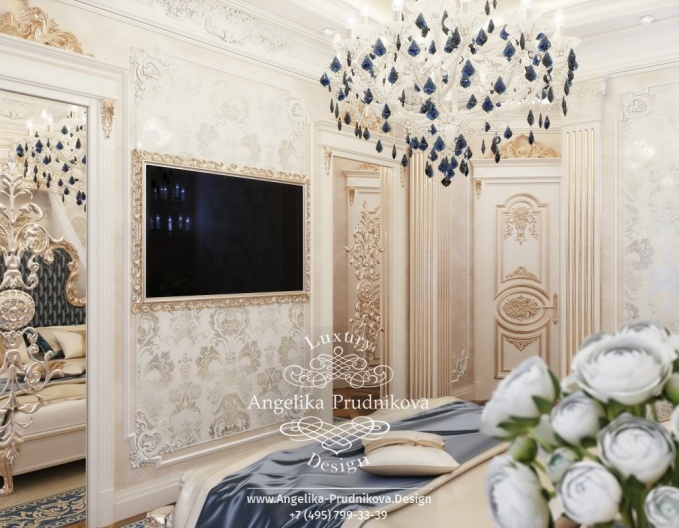 Дизайн-проект интерьера спальни в стиле барокко в ЖК Ривьера Парус
