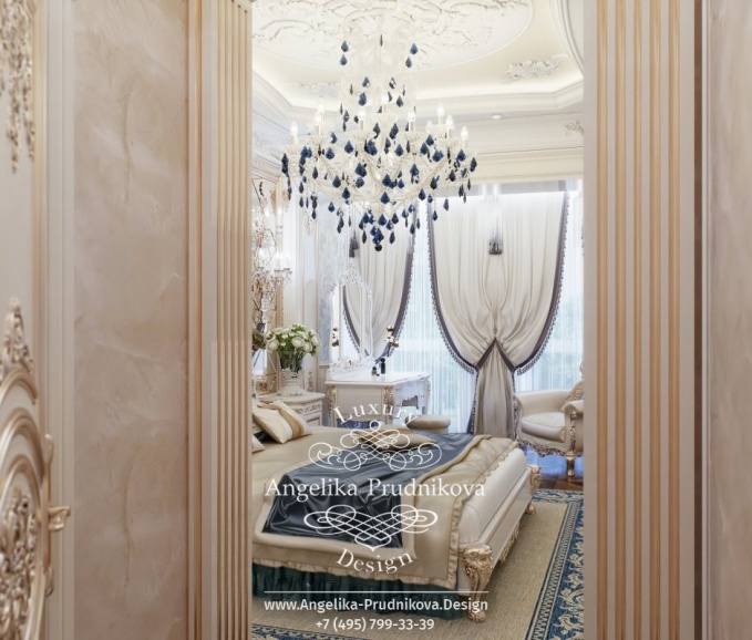 Дизайн-проект интерьера спальни в стиле барокко в ЖК Ривьера Парус