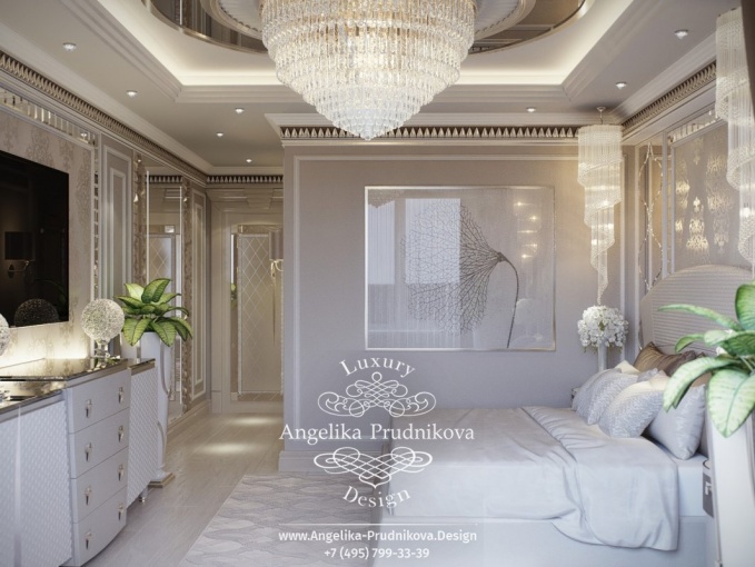 Дизайн-проект интерьера спальни в стиле ар-деко В ЖК Симоновский