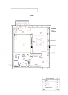Планировка студийной квартиры для игры в гольф и отдыха.