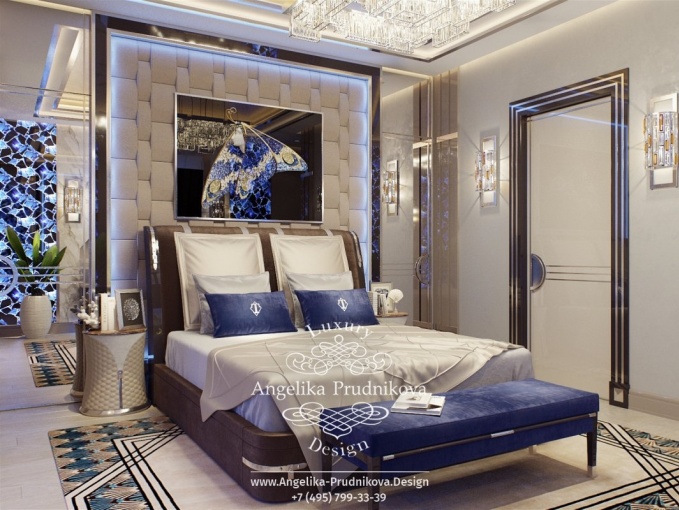 Дизайн-проект интерьера спальни в стиле ар-деко в ЖК Симфония набережных