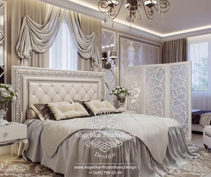 Дизайн-проект интерьера спальни в неоклассическом стиле в ЖК Дубровка