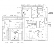 Планировка семейной квартиры с 3 спальнями.