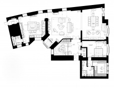 Планировка 1 этажа 2-х уровневой квартиры для большой семьи в центре Москвы.