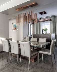 Фото интерьера столовой таунхауса в стиле минимализм