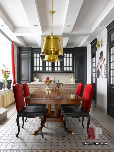 Фото интерьера столовой квартиры в американском стиле Фото интерьера кухни квартиры в американском стиле