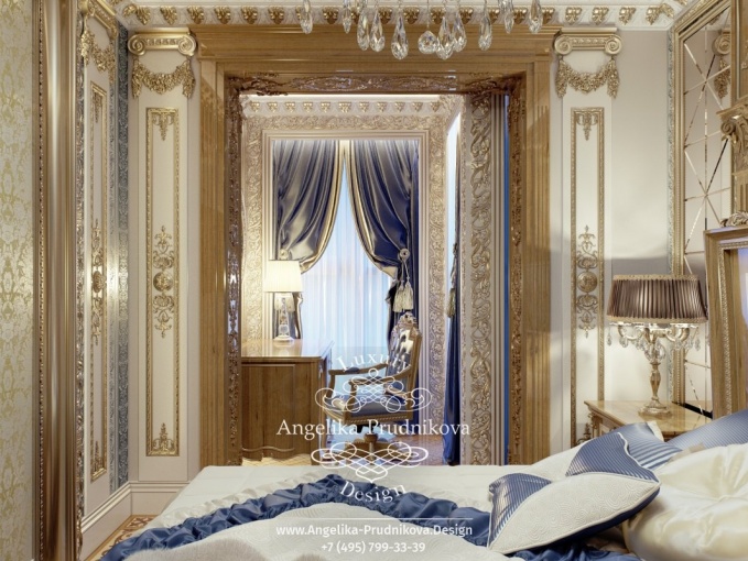 Дизайн-проект интерьера мужской спальни в стиле барокко