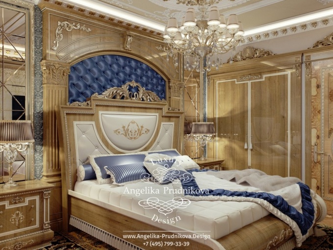 Дизайн-проект интерьера мужской спальни в стиле барокко