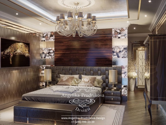 Дизайн-проект интерьера женской спальни в стиле ар-деко на Большой Пироговской	