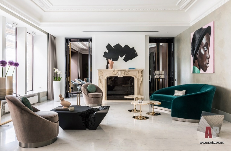 Фото интерьера зоны отдыха квартиры в стиле ар-деко