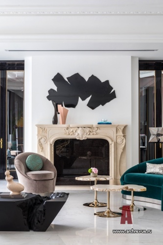 Фото интерьера каминной квартиры в стиле ар-деко