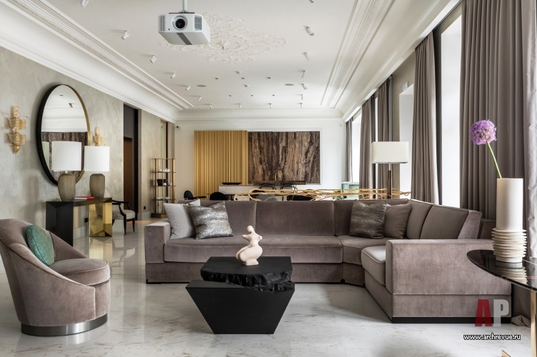 Фото интерьера гостиной квартиры в стиле ар-деко