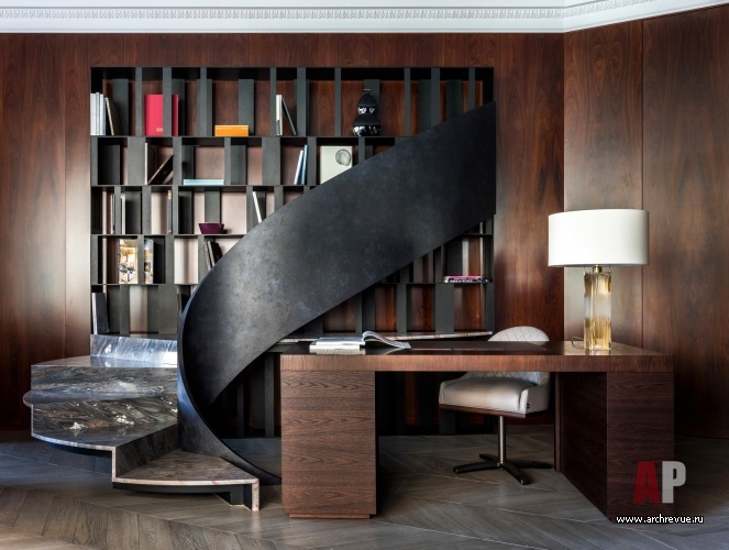 Фото интерьера библиотеки квартиры в стиле ар-деко