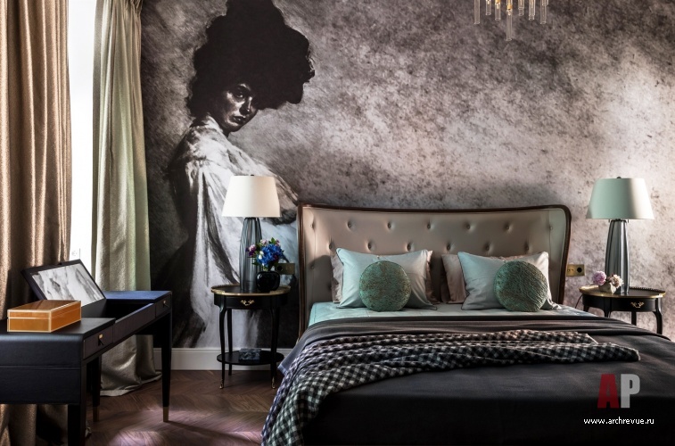Фото интерьера спальни квартиры в стиле ар-деко