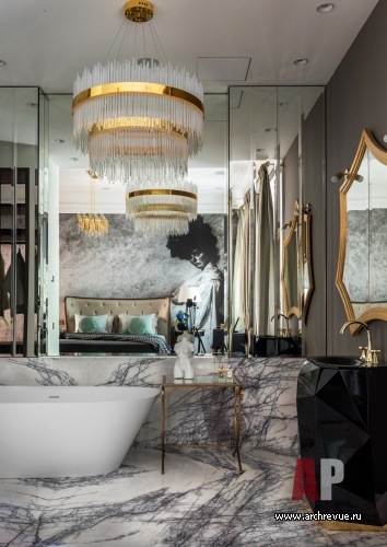 Фото интерьера ванной квартиры в стиле ар-деко
