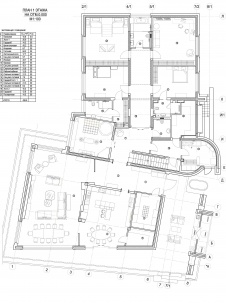 Планировка 1 этажа 2-х этажного семейного дома в Алма-Ате.
