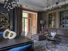 Фото интерьера гостиной дома в стиле фьюжн