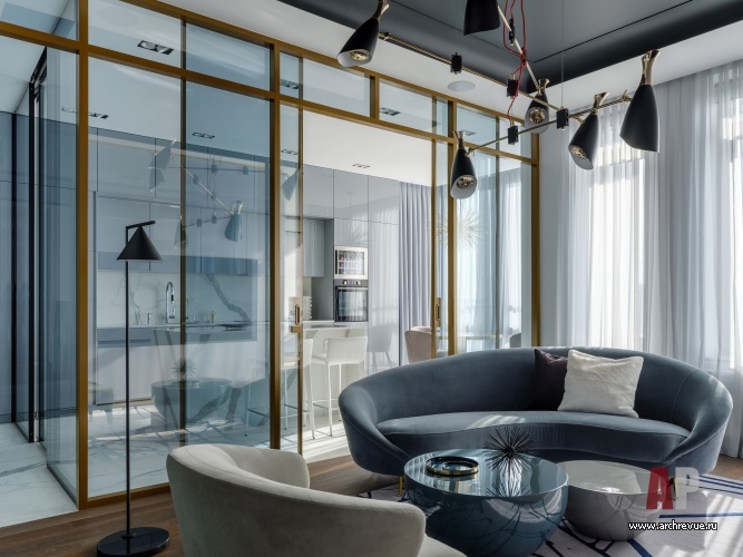 Фото интерьера гостиной квартиры в современном стиле
