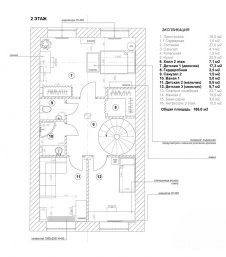 Планировка 2 этажа 3-х этажного танухауса для большой семьи.