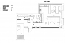 Планировка 1 этажа 2-х этажной квартиры с тремя санузлами в Хамовниках.