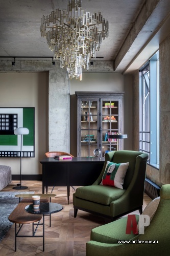 Фото интерьера гостиной квартиры в стиле лофт