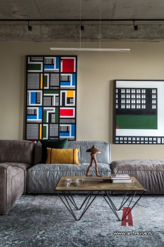 Фото интерьера гостиной квартиры в стиле лофт