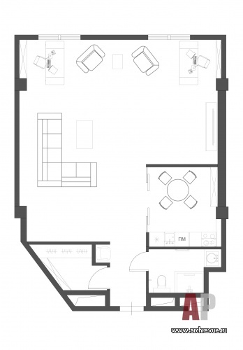 Планировка лофта на Мосфильмовской улице.