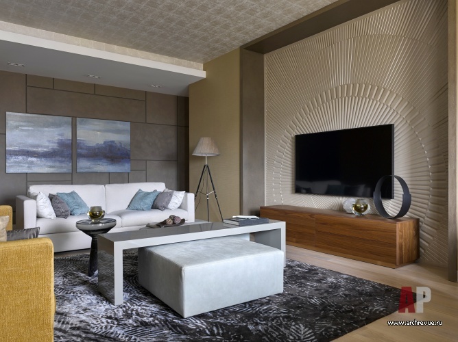 Фото интерьера гостиной квартиры в современном стиле