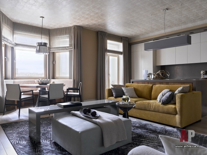 Фото интерьера гостиной квартиры в современном стиле