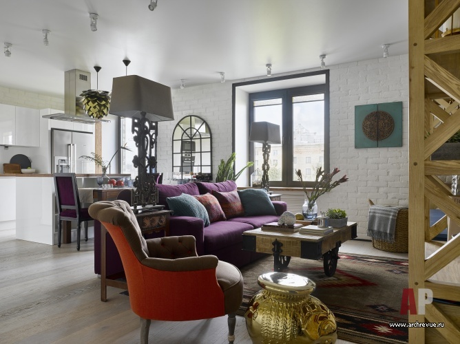 Фото интерьера гостиной квартиры в восточном стиле