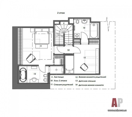 План мансарды 2-х этажной квартиры в дореволюционном доме.