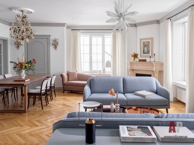 Фото интерьера гостиной квартиры в стиле фьюжн