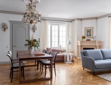 Фото интерьера каминной квартиры в стиле фьюжн