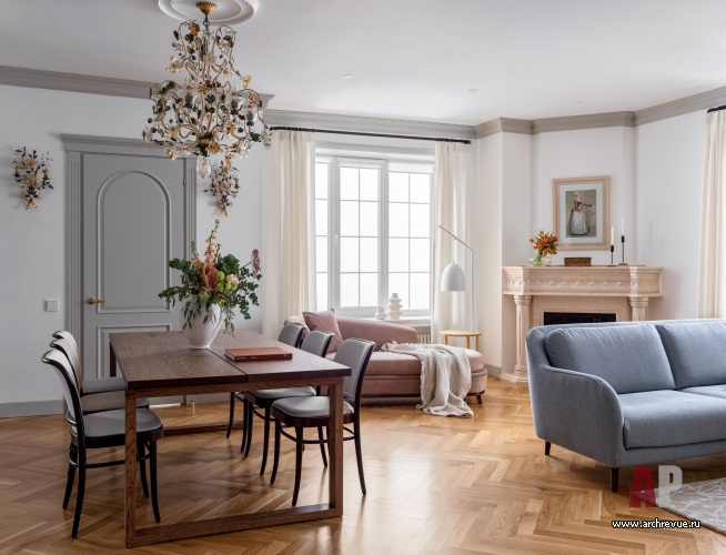 Фото интерьера каминной квартиры в стиле фьюжн