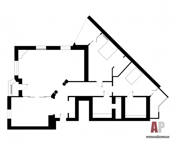 Панировка 3-х комнатной квартиры в старом жилом фонде до перепланировки.