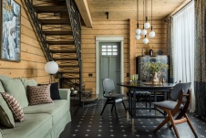 Фото интерьера столовой дома в стиле современная классика Фото интерьера лестницы дома в стиле современная классика